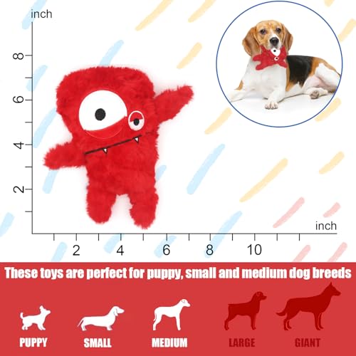 Squeaky Dog Toy, Plush Stuffed Dog Toy Keep Them Busy Tug of War Dog Chew Toy for Small Medium Large Dogs (Red) - color: Red
