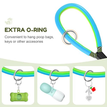 Dog Leash Heavy Duty 4/5/6ft XiaZ 2 Handles Dog Leashes for Medium Large Dogs 1/2 Inch 1000lb Strength Reflective PVC Waterproof-Handles Metal Hook Dual-Handle Rope Leash Nighttime Safety - color: Green, size: 5FT (1/2")