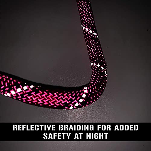 Heavy Duty Dog Leash with 1100LB Rated Locking Carabiner – 6FT Climbing-Inspired Reflective Rope Leash for Large & Medium Dogs that Pull – Padded Handle (Pink) - color: Pink
