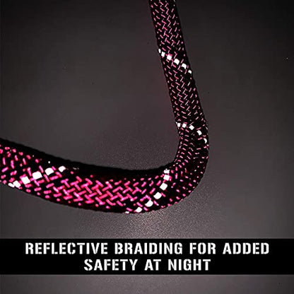 Heavy Duty Dog Leash with 1100LB Rated Locking Carabiner – 6FT Climbing-Inspired Reflective Rope Leash for Large & Medium Dogs that Pull – Padded Handle (Pink) - color: Pink