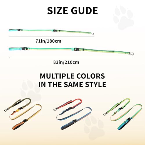 ‌EVERKING 6ft Hands-Free Dog Leash - 6-in-1 Adjustable with 360° Rotating Buckle, Night Reflective & Shock Absorbing for Large/Small Dogs (Up to 120lbs) (Green) - color: Green