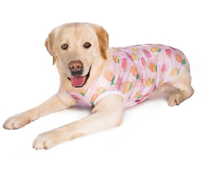 HDKUW Pet Clothes,Dog Summer T-Shirt Cool Breathable Sunscreen Dog Vest Clothes Outfit Costume for Medium Large Dogs Pink Fruit XL - color: Pink Fruit, size: XL