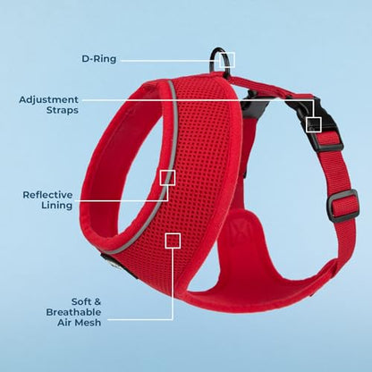 Voyager Aerolite Over The Head Dog Harness, No Pull Breathable Air Mesh Vest, Quick Dry with Reflective Stitching, Adjustable Escape Resistant Harness for Small Medium Large Dogs - Red, Medium - color: Red, size: M