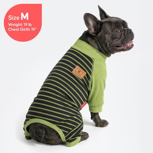 KYEESE Dog Pajamas, Soft Dog Pajamas for Small Dogs Boy Girl, Comfy Dogs PJS Lightweight Onesie Clothes, Stretchy Jammies Pet Sleepwear, Puppy Jumpsuit Outfit, Green Striped, S - color: 04# Green Striped, size: Small (6-10lbs)