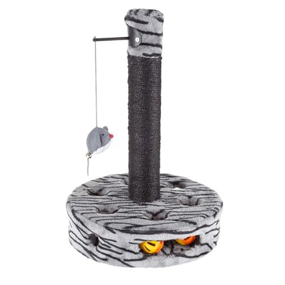 Cat Scratching Post - Interactive Play Area with Sisal Rope Scratcher and Hanging Toy for Indoor Cats - Scratch Tree for Pets by PETMAKER (Black/Gray)
