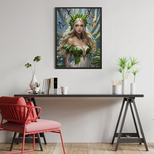Green Elf Girl 1000-Piece Wooden Jigsaw Puzzle, Whimsical Elf Scene, Relaxing Puzzle Time, Fun for Teens and Adults - color: #9