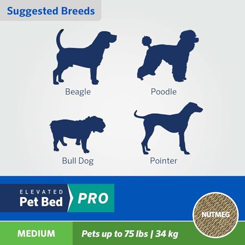 Coolaroo Pro Elevated Dog Bed - Low-Profile Access, Moisture-Resistant Cover, Breathable Fabric & Tool-Free Setup, Nutmeg, Medium - color: Nutmeg, size: Medium