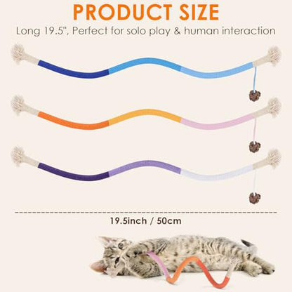 TINDTOP Cat Toys Chew Ropes, 3 Pack Interactive Cat Nip Kicker Toy for Indoor Kittens, Teeth Cleaning Toy for All Breeds, 19.5 Inches (50cm) - color: 3 Pack Ropes