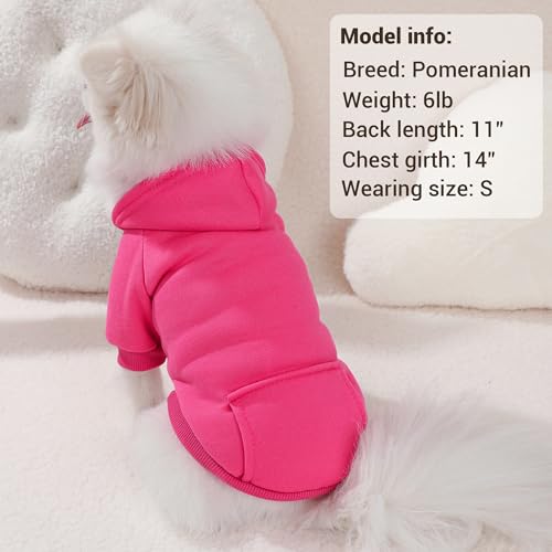 Pet Hoodie Dog Sweater for Small Dogs Girl Boy, Winter Puppy Sweatshirts with Pockets Hood, Warm Fleece Lined Dog Clothes Chihuahua Coat Clothing Puppy Cat Custume, XL - color: Rose+Pink, size: X-Large