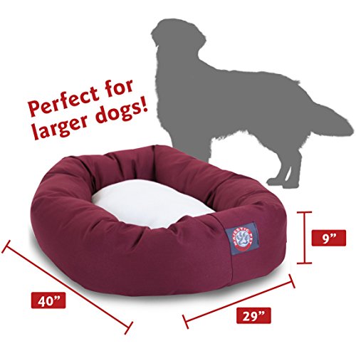 40 inch Burgundy & Sherpa Bagel Dog Bed By Majestic Pet Products - color: Burgundy