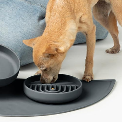 Should We Go? Slow Feeder for Dogs & Cats, The Slowdown Bowl Silicone Slow Eating Mealtime Solution with Modern Lick Mat Design, Reduces Gulping, Fits 1 Cup, 6” Across x 1.25” Tall, Small-Charcoal - color: Charcoal - Rainbow Design, size: Small (6” Across