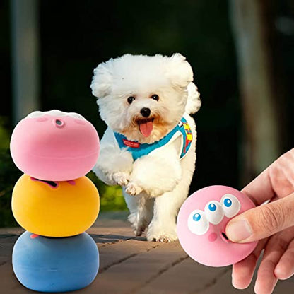 Dog Chew Toy with Squeaker Soft Flexible for Small Dogs Puppy Training Blue Yellow