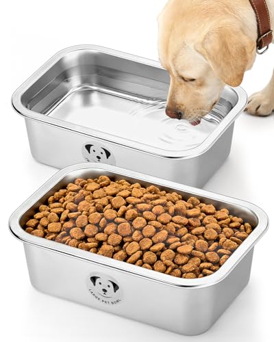 2 Pcs Stainless Steel Dog Bowls for Large Dogs, High Capacity Metal Dog Food Bowls, Food and Water Bowl for Large, X-Large, and Big Dogs 1.25 Gallons - color: 2Pack Stainless Steel-1.25 gallons