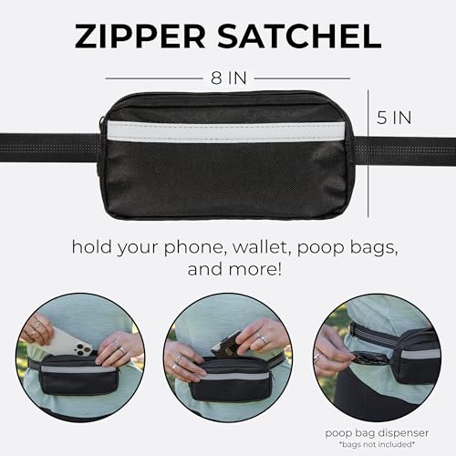 Squirrel Products Hands Free Dog Leash with Hip Belt/Crossbody Strap, Zipper Pouch, and Shock Absorbing Bungee for Walking or Jogging with pet (Black, Blue) - color: Black and Blue