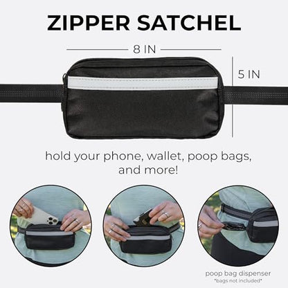 Squirrel Products Hands Free Dog Leash with Hip Belt/Crossbody Strap, Zipper Pouch, and Shock Absorbing Bungee for Walking or Jogging with pet (Black, Blue) - color: Black and Blue