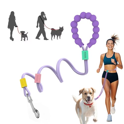 DomKim Hands Free Dog Runing Belt Leashes with Padded Handle, Waist Leash for Dog Walking, Adjustable Rope Lead for Small Sized Breed Puppy,Heavy Duty Leads for Large Dogs Length (Purple) - color: Purple