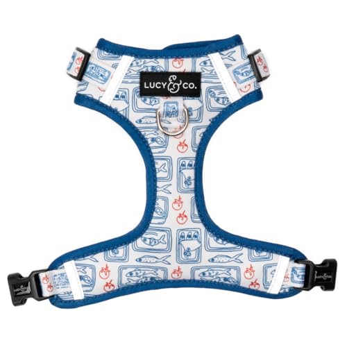 Lucy & Co. Tinned Fish No-Pull Dog Harness, Adjustable Front Clip Harness with Comfort Padding, Small - color: Tinned Fish, size: Small