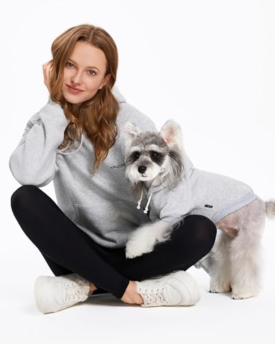 XPUDAC Matching Hoodie for Dogs and Humans Womens Hoodie Oversized Fleece Sweatshirts Long Sleeve Sweaters Pullover Fall Winter Clothes with Pocket, Grey, Large - color: Grey-only for owner, size: Large