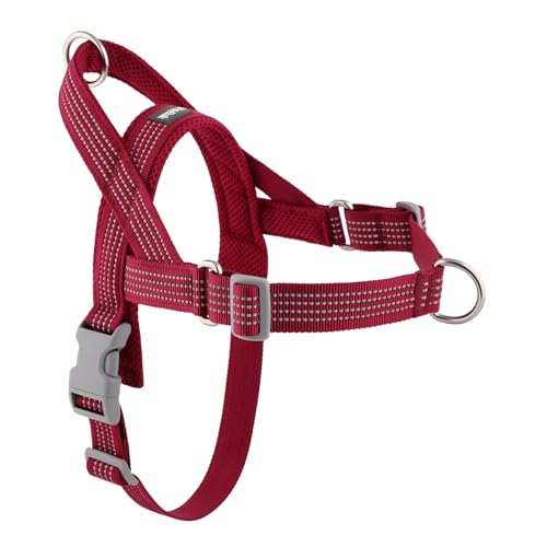No Pull Dog Harness with Handle, Adjustable Soft Mesh Padded Reflective Walking Harness with Front Clip for Small Medium Large Dogs – Quick Fit No Escape for Training and Hiking (Red, S) - color: Red, size: S