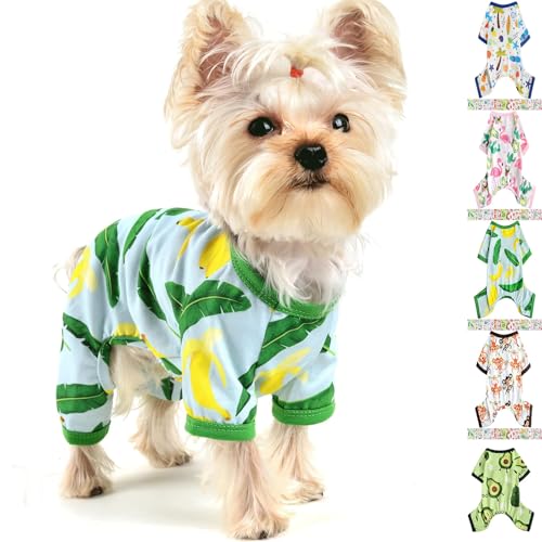 Dog Pajamas for Small Dogs, Soft Thin Pjs Jammies Cat Doggie, Summer Pet Cute Puppy Clothes Outfits Dogs Boy Girl(Banana,S) - color: Banana, size: Small (Chest 14.2 in)