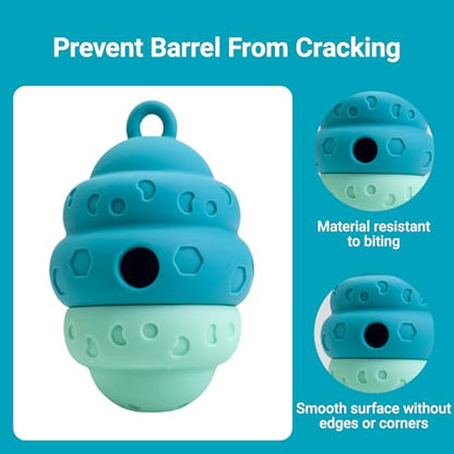 Dog Puzzle Toy Dispenser - Interactive Dog Toys for Large & Medium Breeds - Mental Stimulation Ball with Detachable Lid - Food-Grade Silicone Toy for Stress Reduction - color: blue