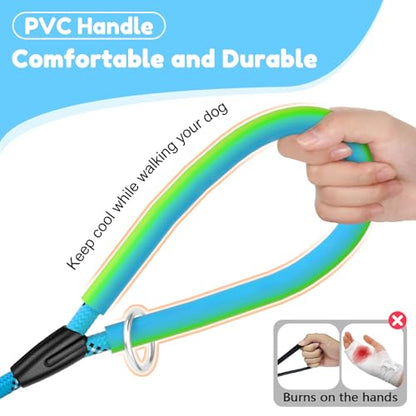 Dog Leash Heavy Duty 4/5/6ft XiaZ 2 Handles Dog Leashes for Medium Large Dogs 1/2 Inch 1000lb Strength Reflective PVC Waterproof-Handles Metal Hook Dual-Handle Rope Leash Nighttime Safety - color: BLue, size: 5FT (1/2")