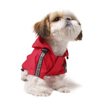 Puppia Base Jumper Dog Raincoat Waterproof Pet Rain Jacket with Reflective Safety Strips Lightweight High-Visibility with Leash Hole, Small, Sky Blue - color: Sky Blue, size: Small