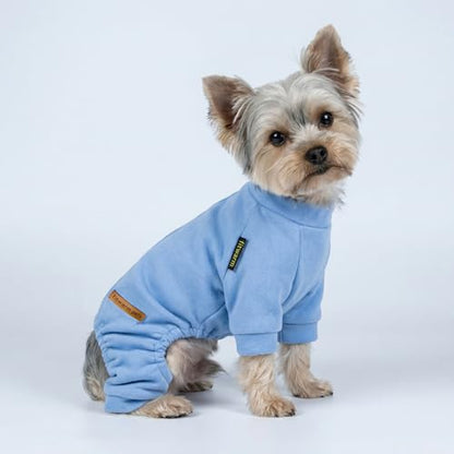 Fitwarm 2 Pack Lightweight Fleece Dog Pajamas, Warm Winter Dog Clothes for Small Dogs Boy Girl, Fuzzy Pet Onesie with Feet, Light Sky Blue, Turquoise, XL - color: LightSkyBlue, size: X-Large