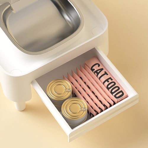 Elevated Pet Food Stand Adjustable Height - Ergonomic Cat & Dog Feeder Shelf with Storage Drawer | Compatible with Automatic Feeders, Protects Neck Health | Durable Snack Organizer for Treats & Food
