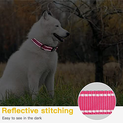 HEELE Dog Collar, Reflective Dog Collar, Soft Neoprene Padded Breathable Nylon Pet Collar Adjustable for Small Dogs Puppy, Rose, XS(7.87-11.81") - color: Rose, size: X-Small (7.87-11.81")