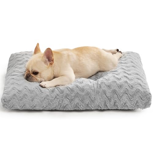 EHEYCIGA Washable Medium Dog Bed for Crate 29x21 Inch, Reversible Kennel Pad for Dogs Weight Up to 35 lbs, Plush and Comfy Pet Sleeping Mat, Grey - color: Grey, size: 29" x 21"x 3"