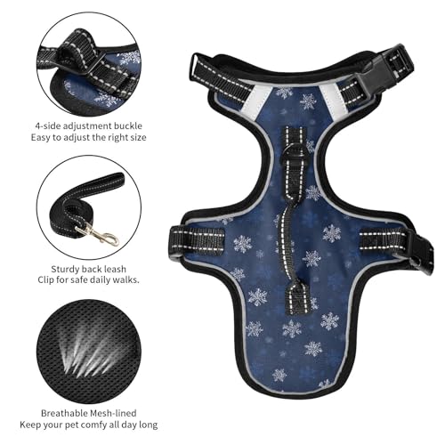 Snowflake Dark Blue Reflective Dog Walking Gear for Bunny Night Walking Essentials Animal Vest for Dogs chalecos para Perros - size: S
