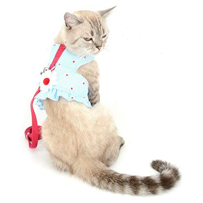 Zunea No Pull Small Dog Girl Harness Dress Escape Proof Cat Kitten Vest Harness Leash Set Step-in Soft Cotton Padded Striped and Flowers Printed Jacket Chihuahua Puppy Clothes for Walking Blue XS - color: blue daisy, size: XS (Chest:12.2-13.7", Neck:8.2-9