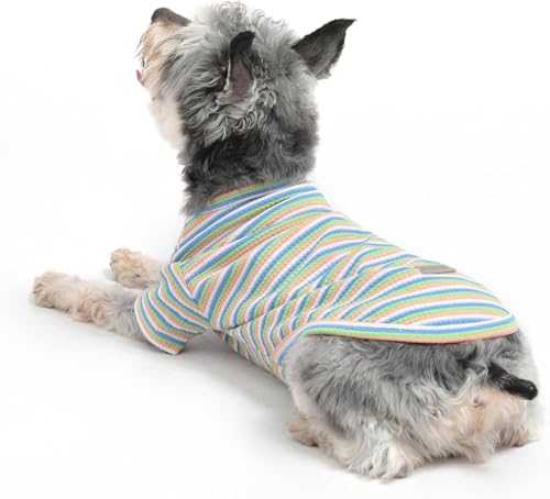 Soft Dog Shirt for Small Medium Dogs, Breathable Pet Clothes for Puppy Girl Boy, Stretchy Cotton, Fits Chihuahua, Yorkie, Pink Stripe-XS - color: Green-Stripe, size: X-Small