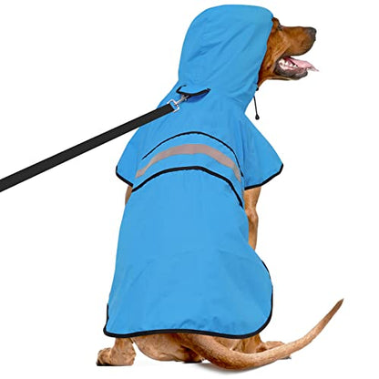 Reflective Dog Rain Coat - Waterproof Adjustable Pet Raincoat Jacket, Lightweight Hooded Dog Rain Coat Poncho for Small to X- Large Dogs and Puppies (Blue, X-Large) - color: Blue, size: X-Large