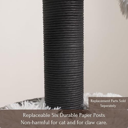 PetPals 4-Level Cat Tree with Recycled Paper Rope Baskets Beds and Removable Washable Curshions,Multi-Level Cat Climbing with Replaceable Paper Rope Scratching Posts (Black and Gray) - color: Black and Gray