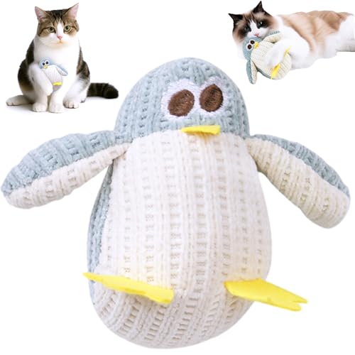 Cat Toy Kicker Pillows, Plush Catnip Cat Toy Interactive Kitty Toy for Kitten Felines Chew Enrichment, Soft Penguin-Shaped 5.91” Size for Bored Indoor Adult Cat Cuddle Teething Scratch Play - color: Penguin-Shaped Catnip Toy