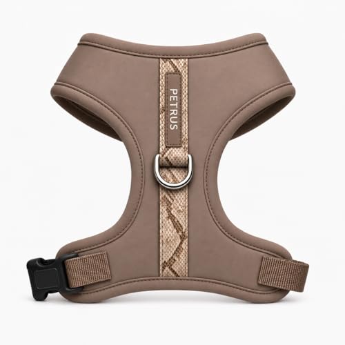 Premium No-Pull Dog Harness Soft Neoprene & Breathable Mesh Vest with Front & Back Clip D-Rings Adjustable Lightweight Walking Harness for Puppies, Small & Medium Dogs (Brown Taupe Snake, S) - color: Brown Taupe Snake, size: S: Neck=13.8-17.3''/Chest=16.1