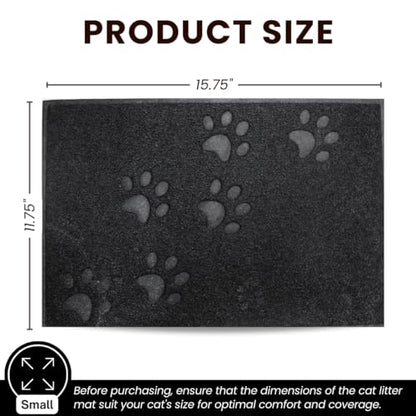 Andalus Small Cat Litter Mat, Pack of 2 - Waterproof, Non-Slip & Easy to Clean Cat Litter Box Mat for Extra Efficient Pet Litter-Trapping, Black (15.75” X 11.75”) - color: Black