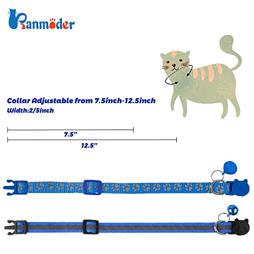 2 Pack Reflective Cat Collar Breakaway with Bell,Personalized Kitten Collars,Adjustable Safety Buckle Collar for Male Cats Girls & Boys (Navy Blue) - color: Navy Blue