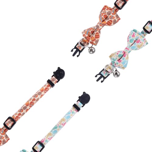 Easter Cat Collar Breakaway with Bow Tie and Bell for Kitty Adjustable Safety Easter Egg Bunny - color: Easter-bow-1