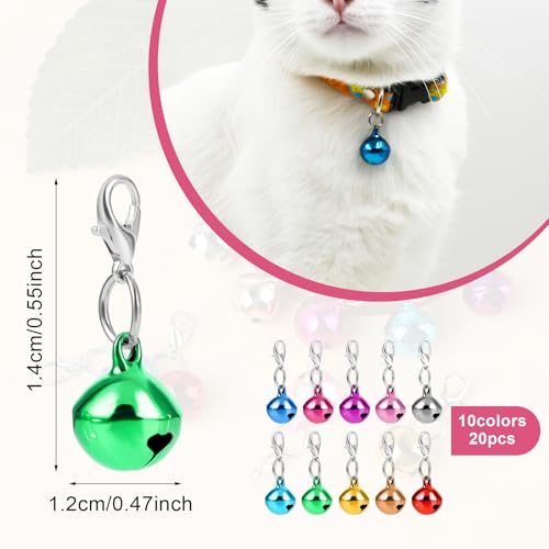 COMNICO 10 pcs Pet Bells for Dog Cat Collar, Metal Round Collar Charms Loud Crisp Sound with Clasps, Kitten Small Animal Pendant Accessories, Christmas Decoration Jingle Bell(Colourful)