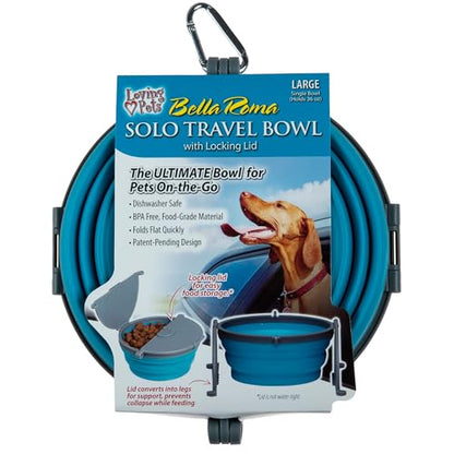 Loving Pets - Bella Roma Portable Travel Dog Bowl Collapsible Dog Food & Water Bowl (Blue, Large) - color: Blue, size: Large Travel Bowl