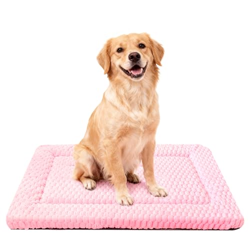 Dog Bed Mat,Reversible & Ultra Soft Kennel Pad-Machine Washable Pet Bed for Dogs & Cats-All-Weather Crate Liner for Crates,Carriers & Travel (Pink, 30" L x 20" W x 1.5" Th) - color: Pink, size: 30.0"L x 20.0"W x 1.5"Th