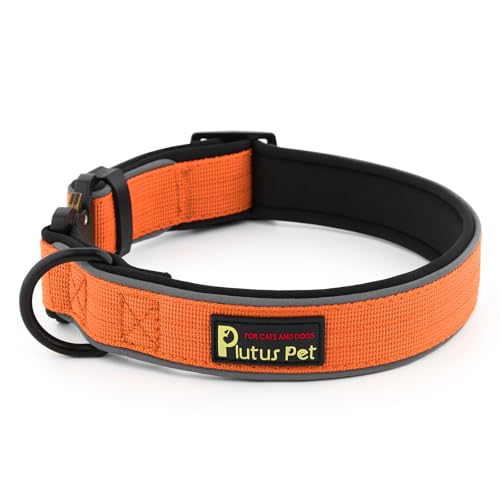 Plutus Pet Tactical Dog Collar, Reflective, Adjustable Heavy Duty Dog Collar, Soft Padded and Comfortable, for Small Medium and Large Dogs (Orange, XS) - color: Orange, size: XS