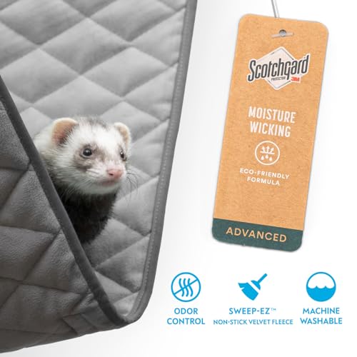 Paw Inspired Hanging Fleece Hammock for Ferrets, Rats, Chinchillas, Sugar Gliders, Small Pets | Hideout Toy for Guinea Pigs, Hamsters | Swivel Clips for Small Animal Cages (Gray/Light Gray) - color: Gray/Light Gray