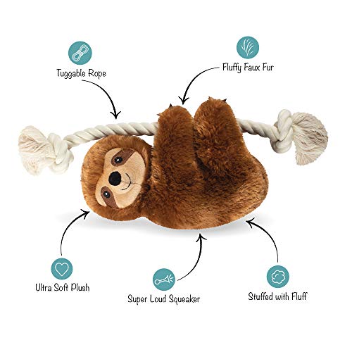 Fringe Studio Dog Toy, Brown Sloth On A Rope-Plush Pet Toy (289373) - color: Sloth on a Rope