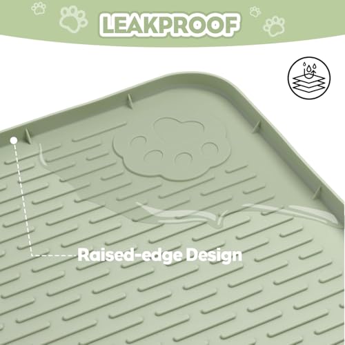 Kalolary Cat Litter Mats, 40" x 28" Extra Large Silicone Cat Mat for Litter Box, Easy to Clean Kitty Litter Trapping Mat, Soft on Kitty Paws, Waterproof, Urine-Proof Kittys Litter Mats for Floor,Green - color: Green: 101x71cm