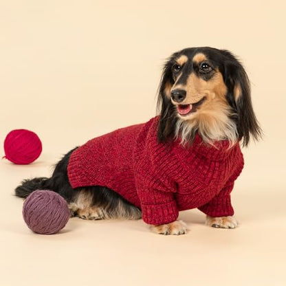 Fitwarm Knitted Turtleneck Dog Sweater, Thermal Dog Winter Clothes for Small Dogs Boy Girl, Holiday Pet Outfit, Heather Dark Red, Small - color: Burgundy Red, size: Small