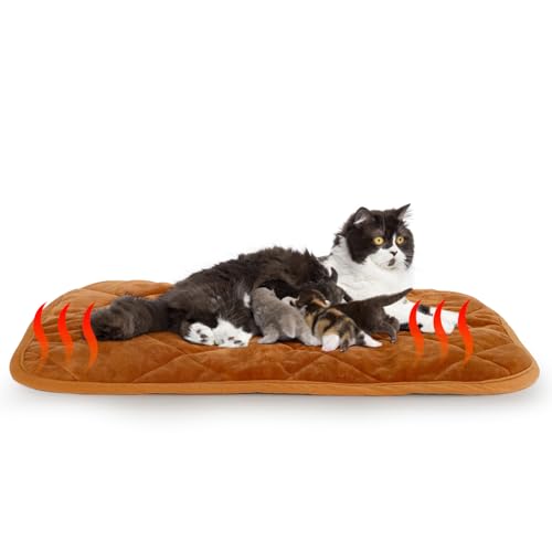 NAMOTEK Self-Warming Cat Bed Indoor/Outdoor Super Soft Self Heating Pet Mat Washable Thermal Pad for Cat & Dog 35x23 inch - color: Brown, size: 35x23 IN